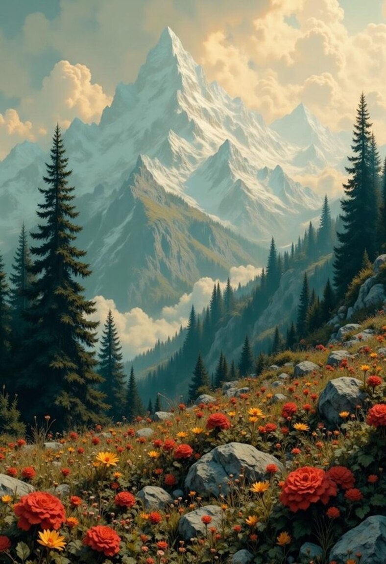 A serene view of Mount Olympus with golden sunlight cascadin