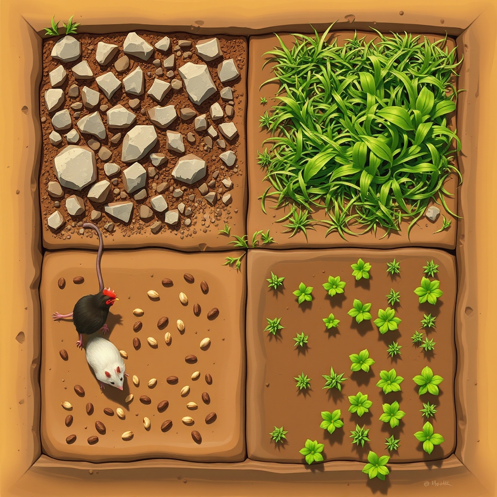 display a small square plot of land from above looking strai