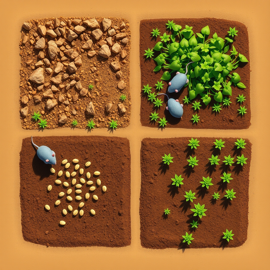 display a small square plot of land from above looking strai