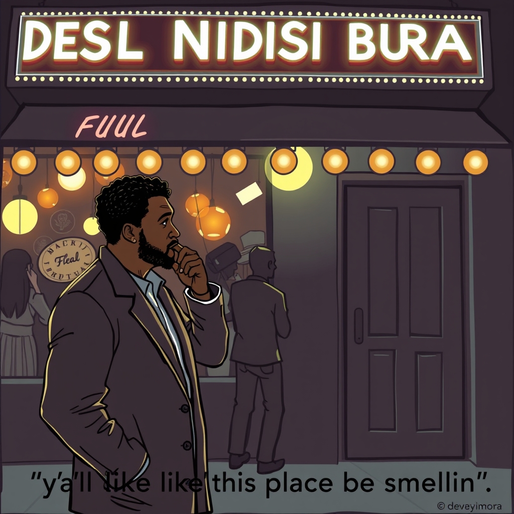 A nightclub that's full of Desi Indians. A black man is stan