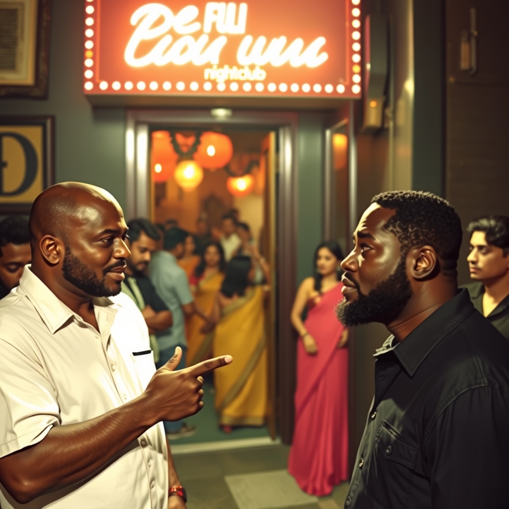 A nightclub that's full of Desi Indians. A black man is stan