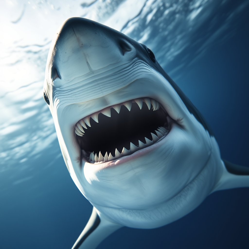 A great white shark had their eyes on the front of the face