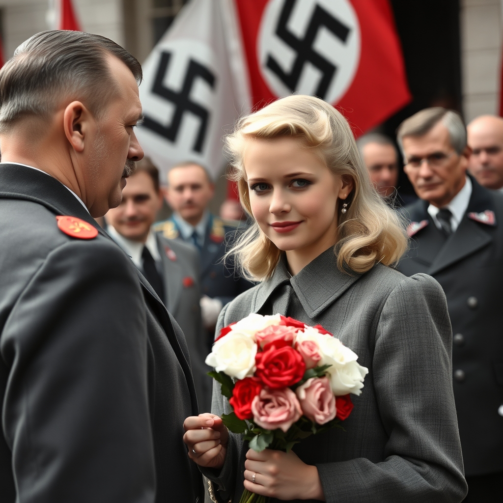 eine Junge Frau, blond, kleine Brüste, flacher bauch, im Ja