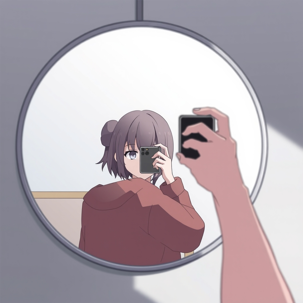 a girl taking a picture of her self in a mirrior the same si