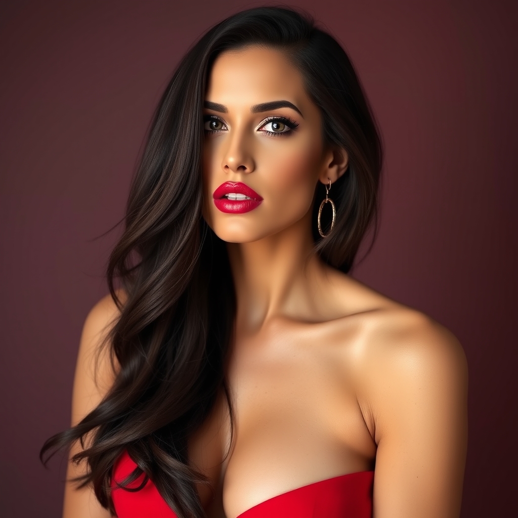 Amy Anderssen is stacked and stunning in red.