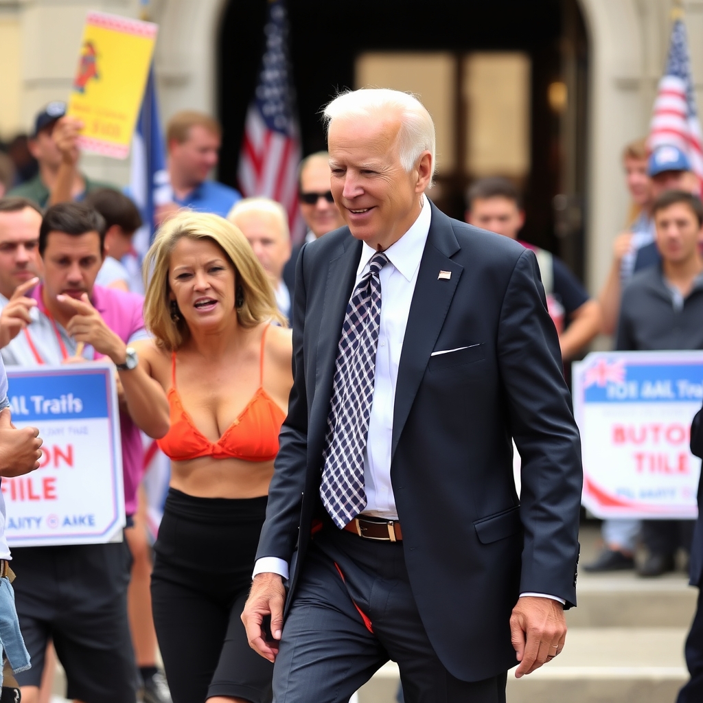 Joe Biden in orange thong with Jill