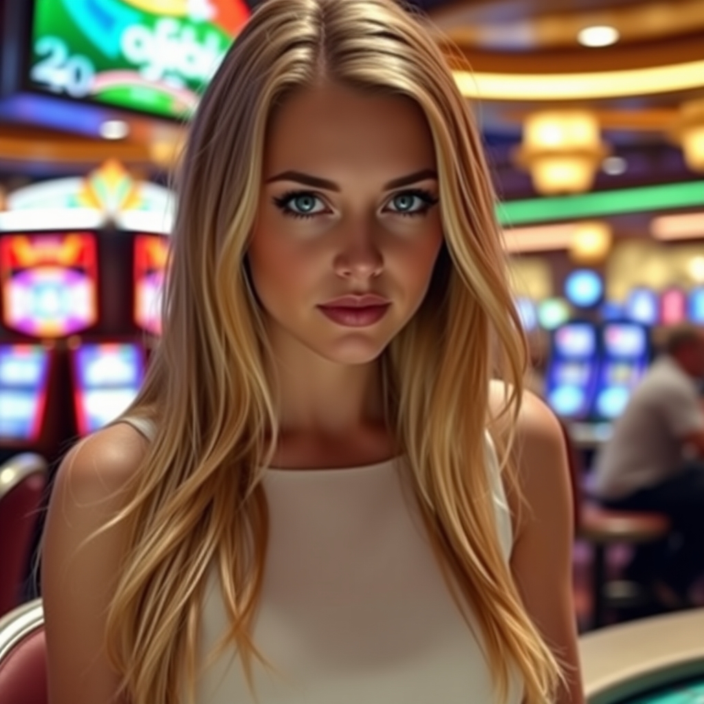 25-year-old European woman, long blond hair, green eyes, med