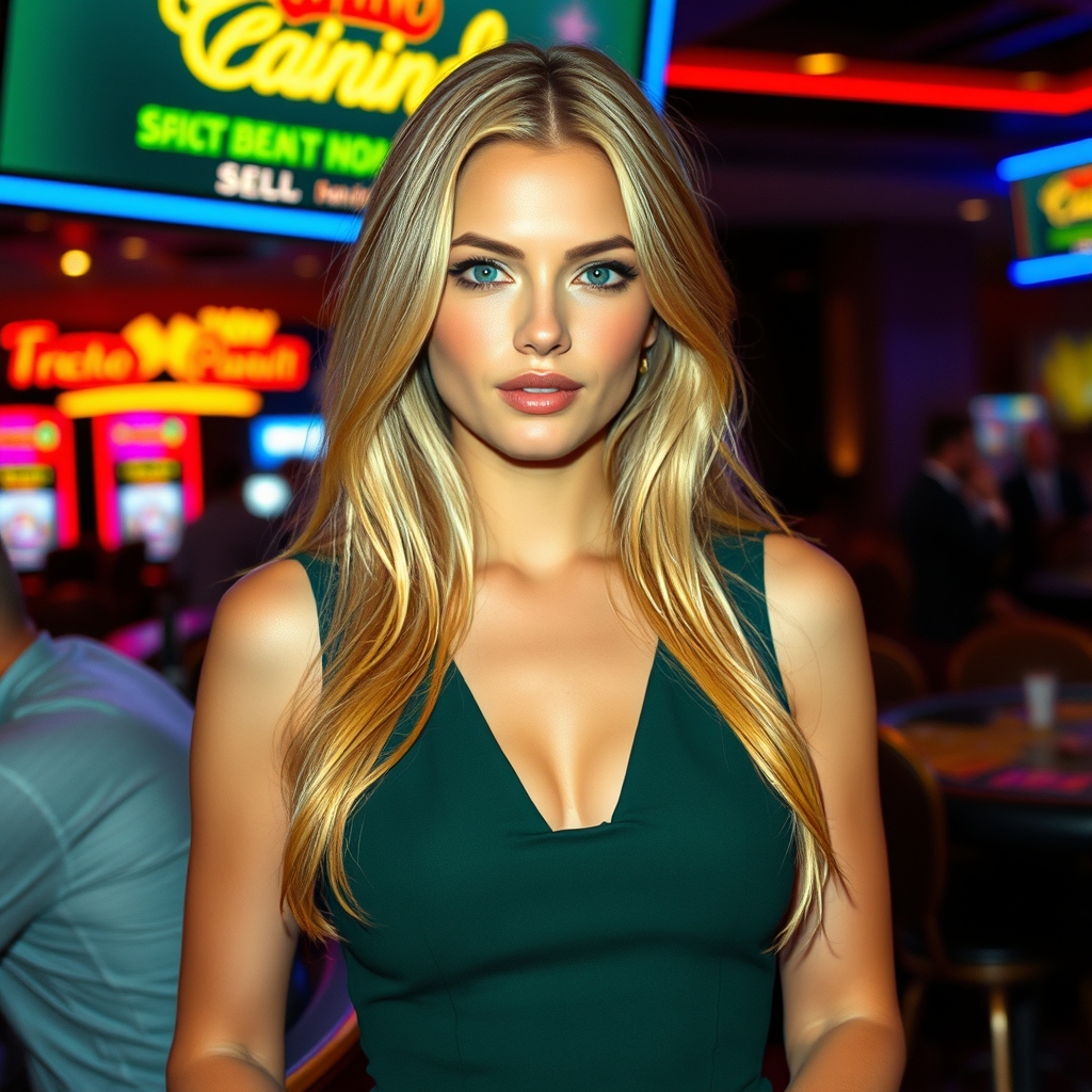 25-year-old European woman, long blond hair, green eyes, med