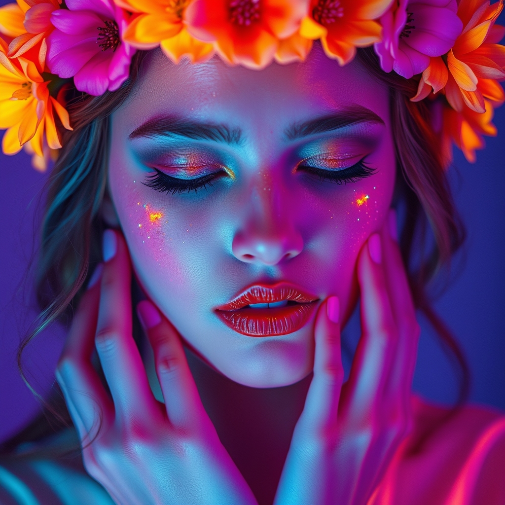 Create a dreamy and ethereal portrait of a woman with soft, 