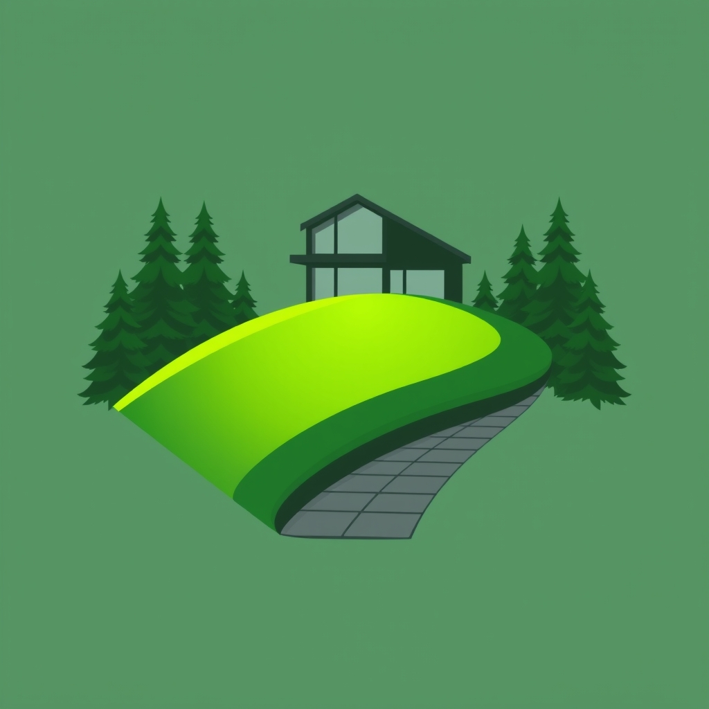 a bold, minimalist vector logo where the evergreen essence o