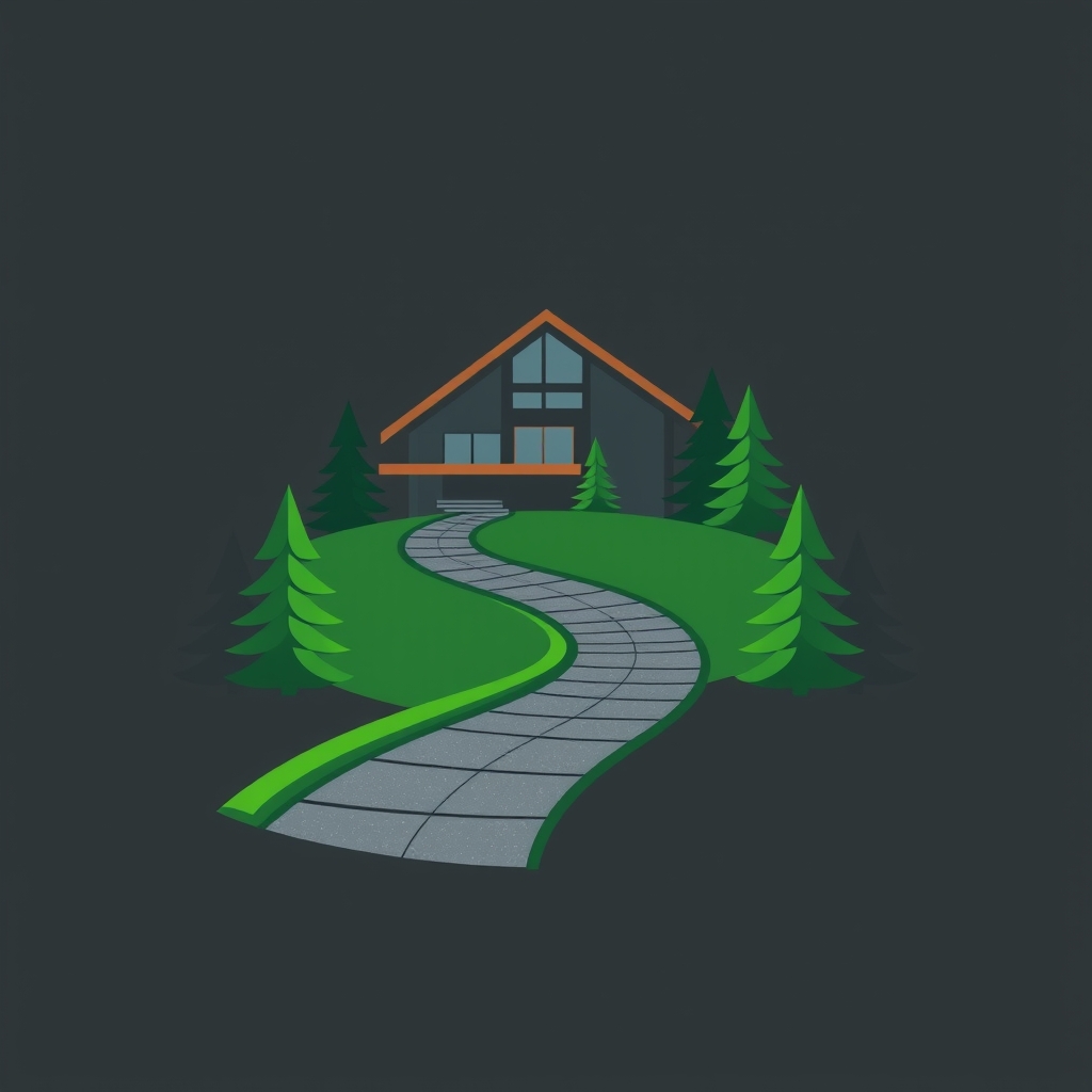 a bold, minimalist vector logo where the evergreen essence o