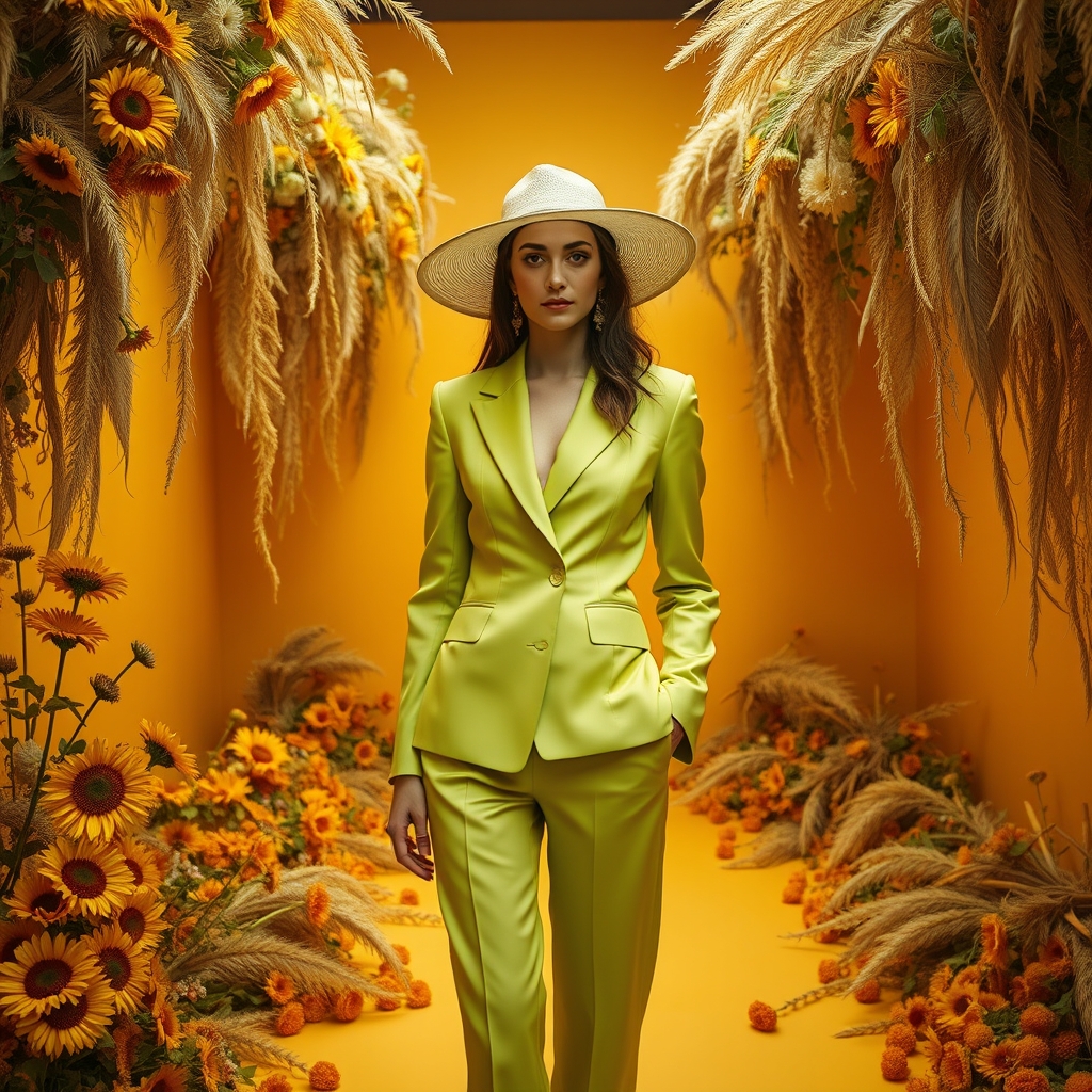 A high fashion editorial scene in which a woman wears a tail