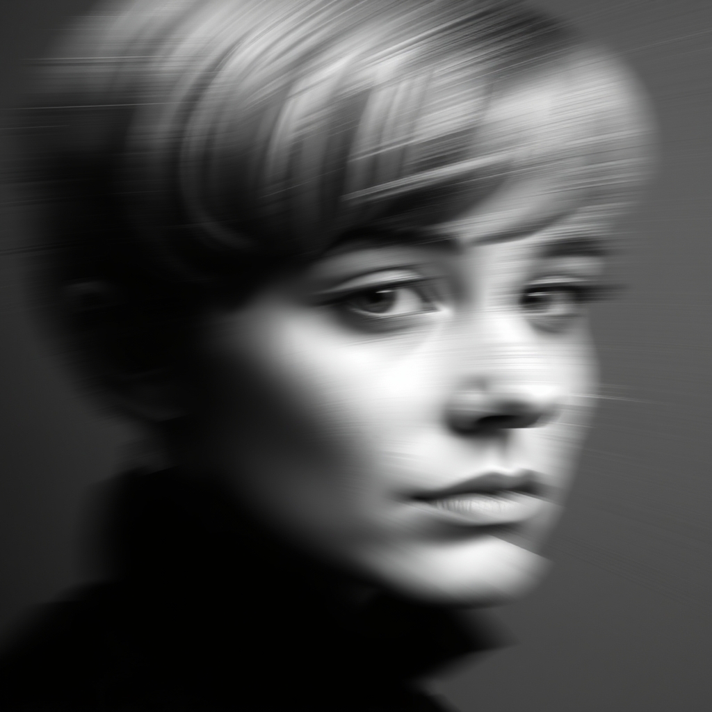Generate a black-and-white portrait that captures surrealism