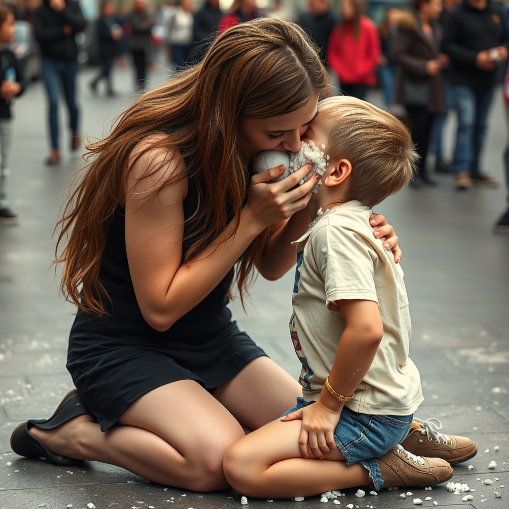 Emma Watson on her knees sucking a little boys big cock and 