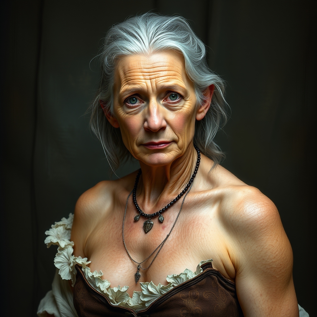 bare-chested older wench