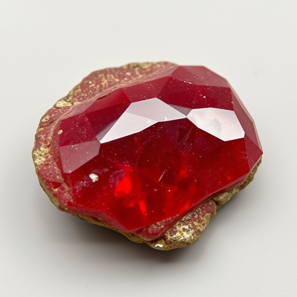 small oval red rough gem not or polished, straight out the m