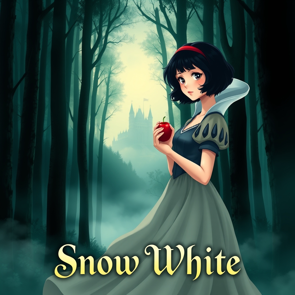 A digital illustration of a movie poster titled ['Snow White