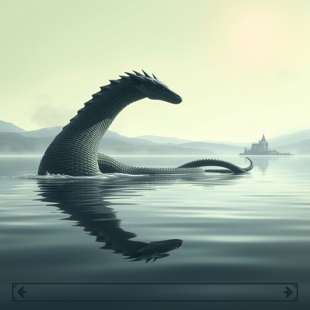 A massive, serpentine creature emerges from the surface of a