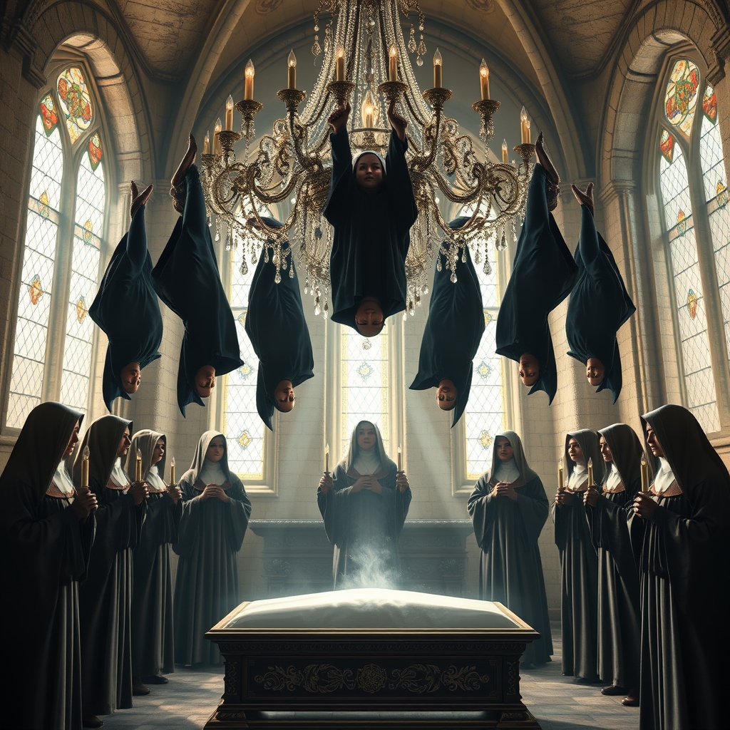 The room is bathed in a soft, ethereal light filtering throu