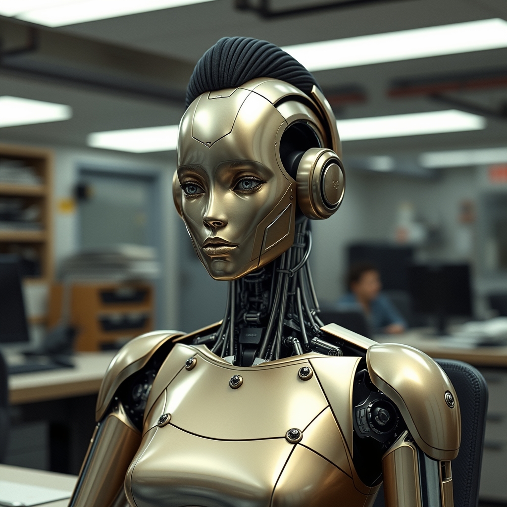 A female droid designed to look ascetically pleasing, metal 
