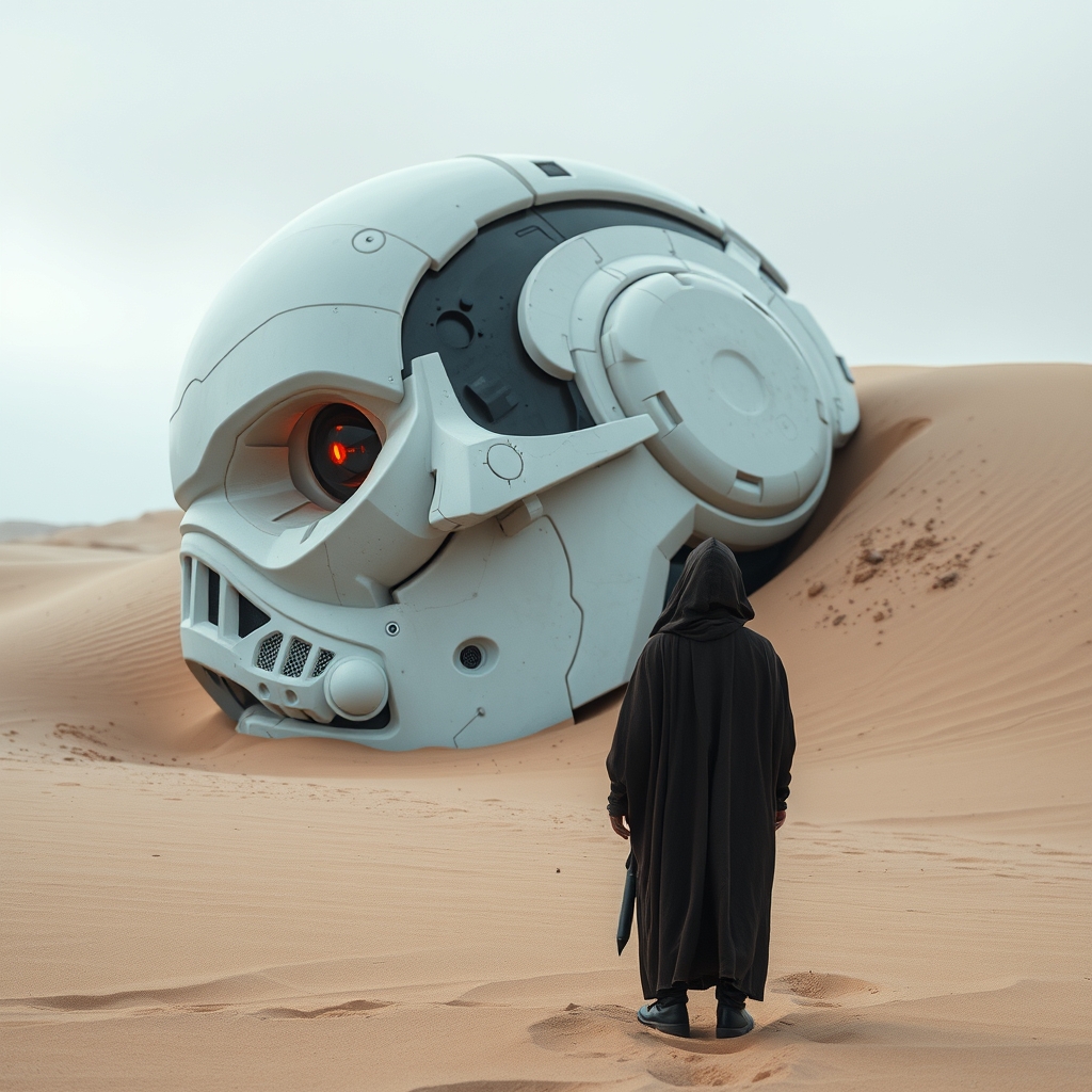 Photography of a tiny cloaked traveller in front of the buri