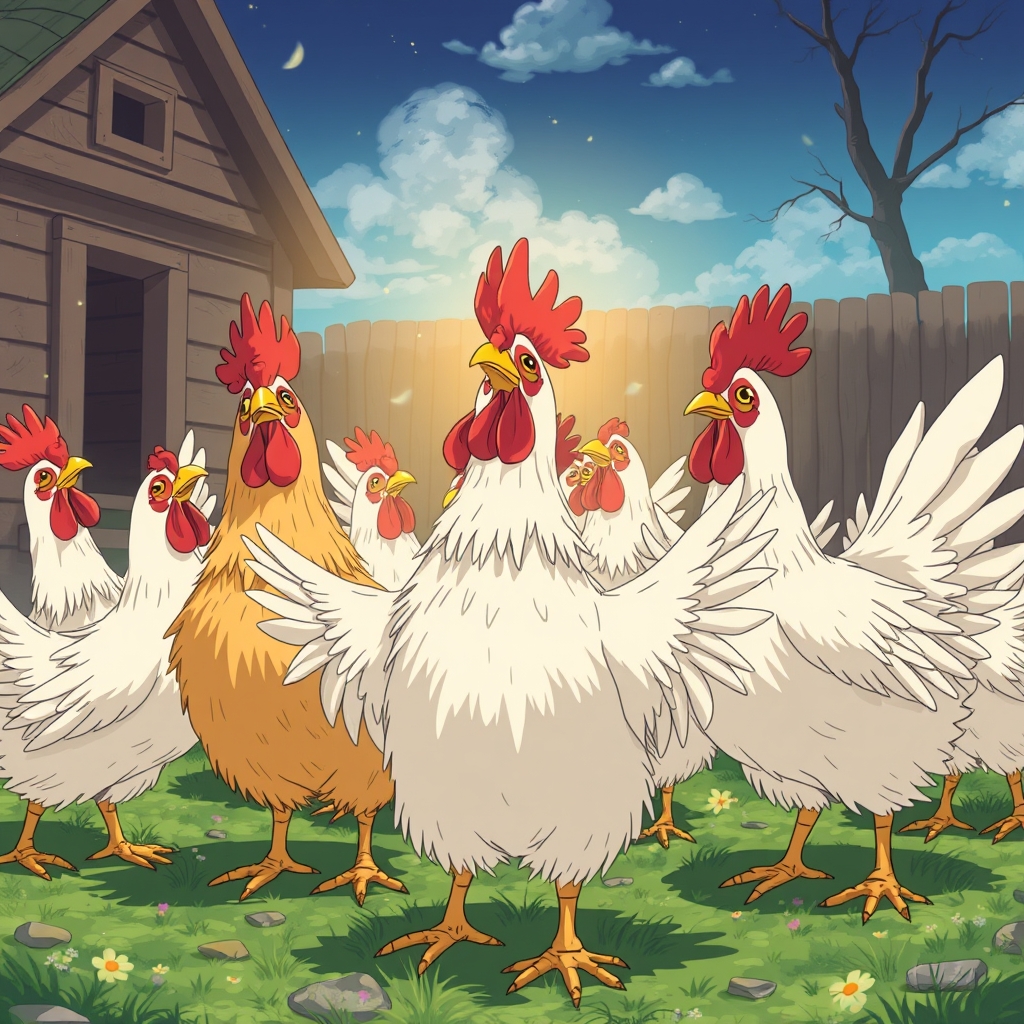 Chickens performing a seance