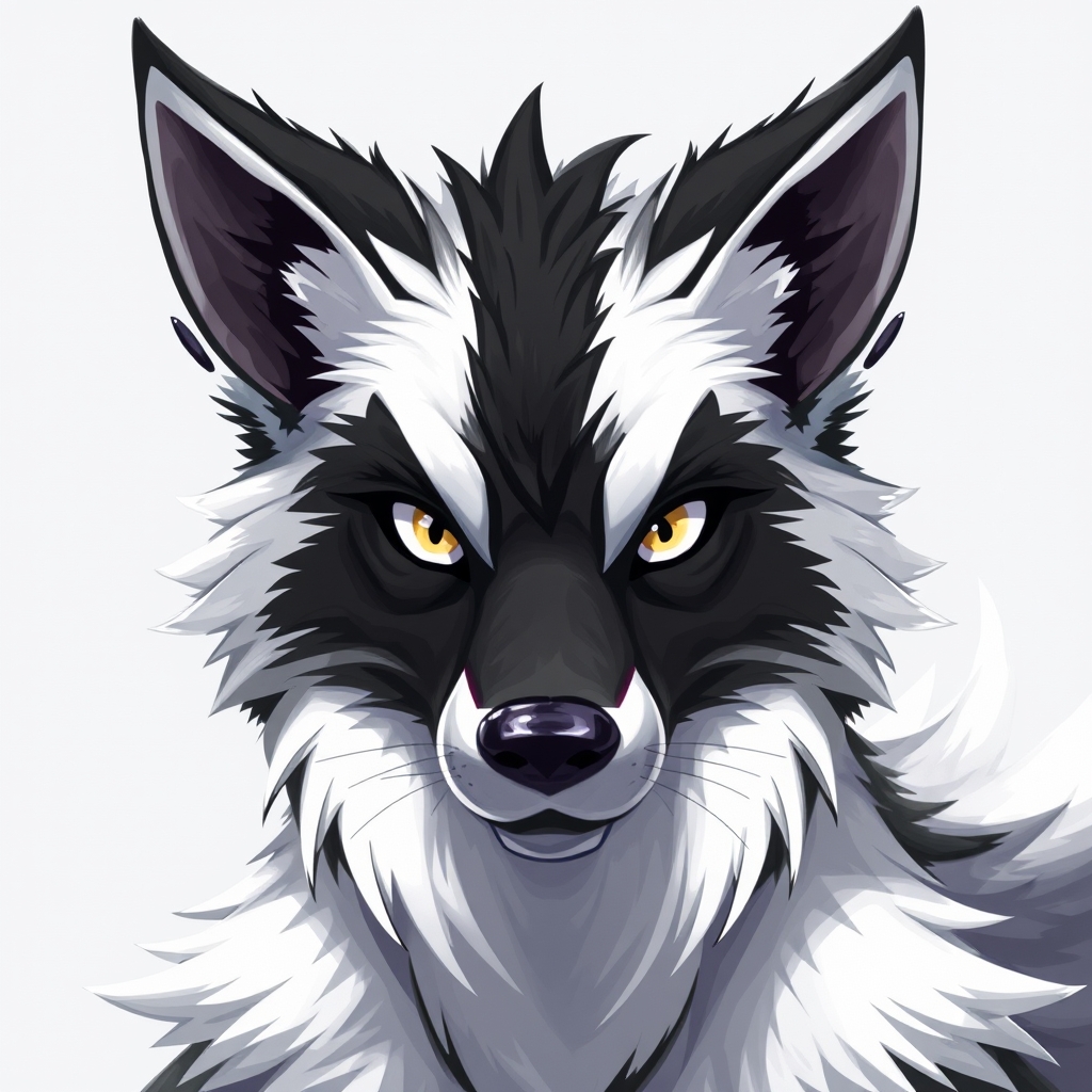 Half Black half white fursona