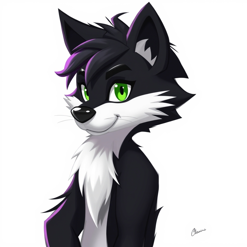 Right Half Black left half white fursona