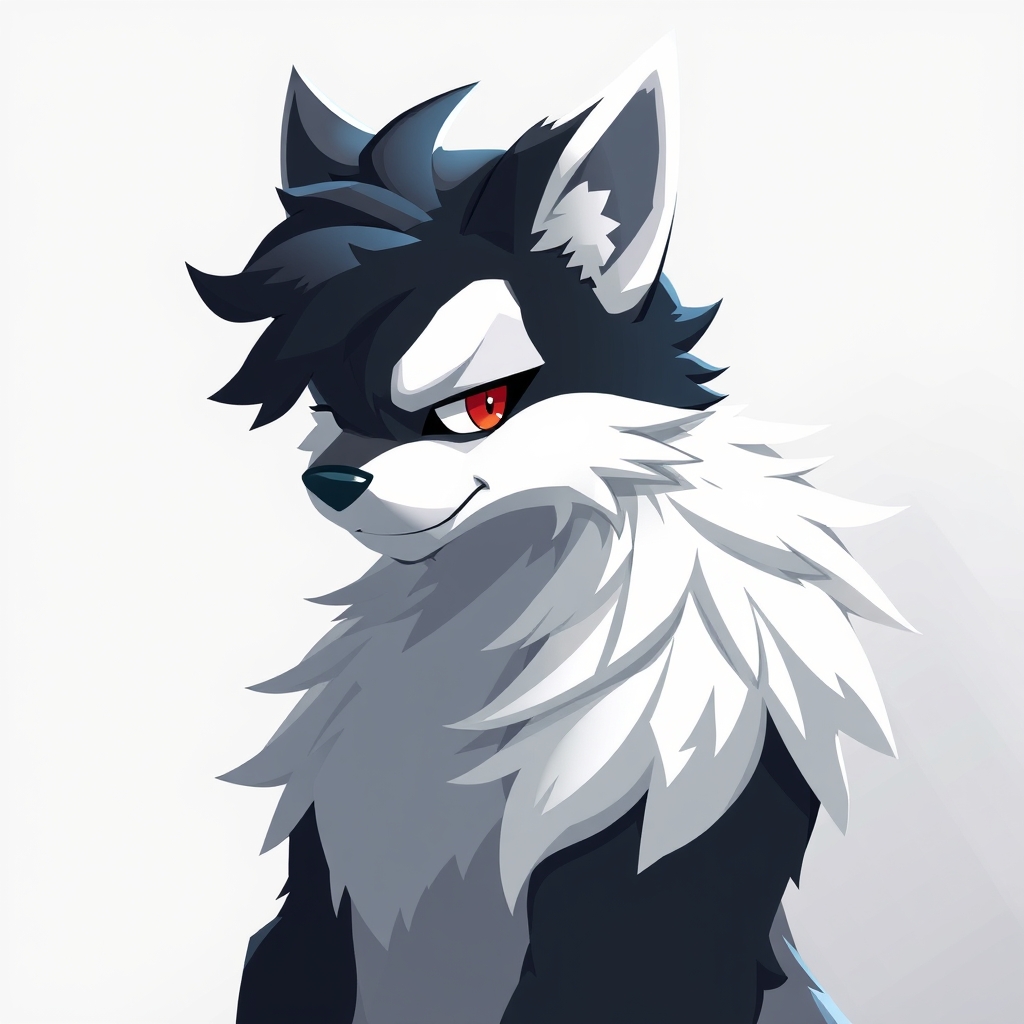 Right Half Black left half white fursona
