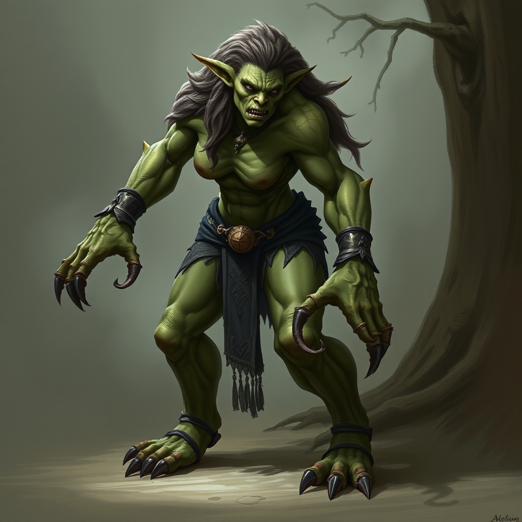 Waden, a female mythical creature similar to an Ogre tall wi