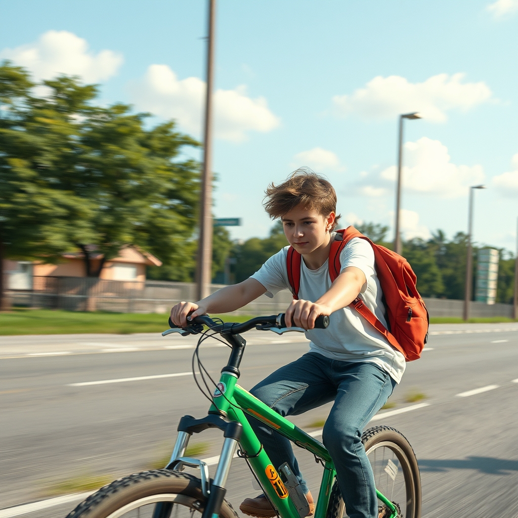 A teen on a bike