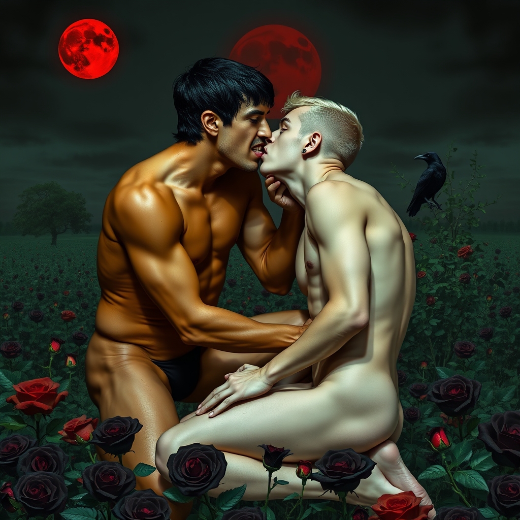 A naked tan, middle Eastern male Vampire with an erection an