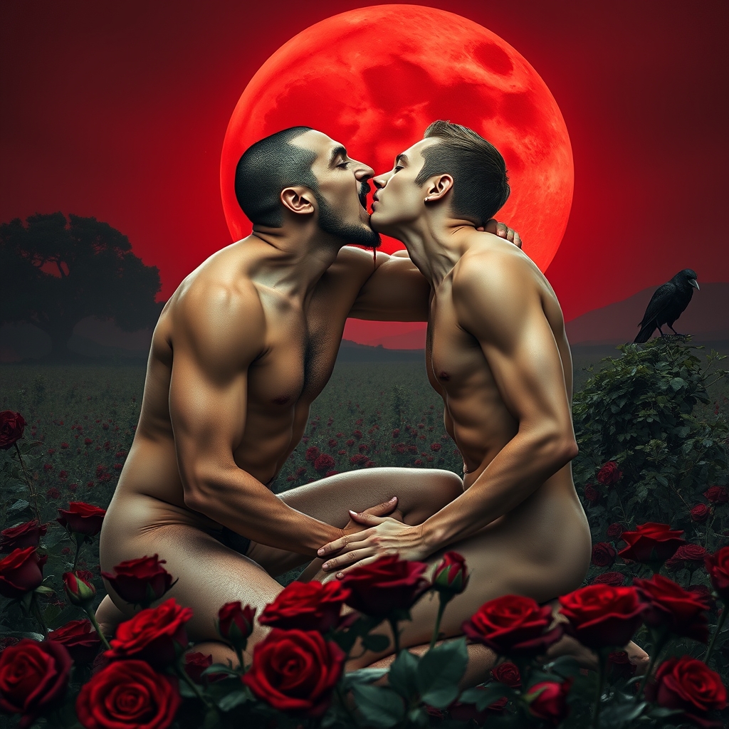 A naked tan, middle Eastern male Vampire with an erection fu