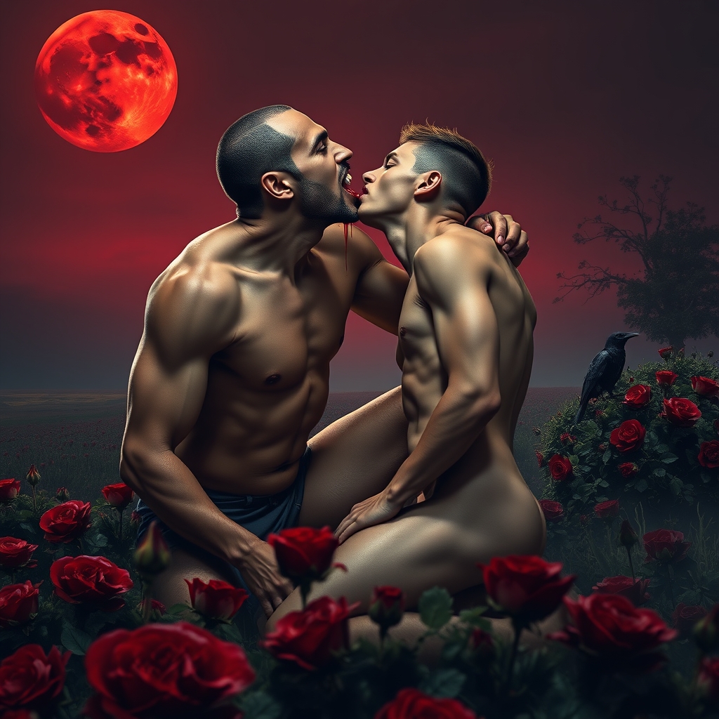 A naked tan, middle Eastern male Vampire with an erection fu