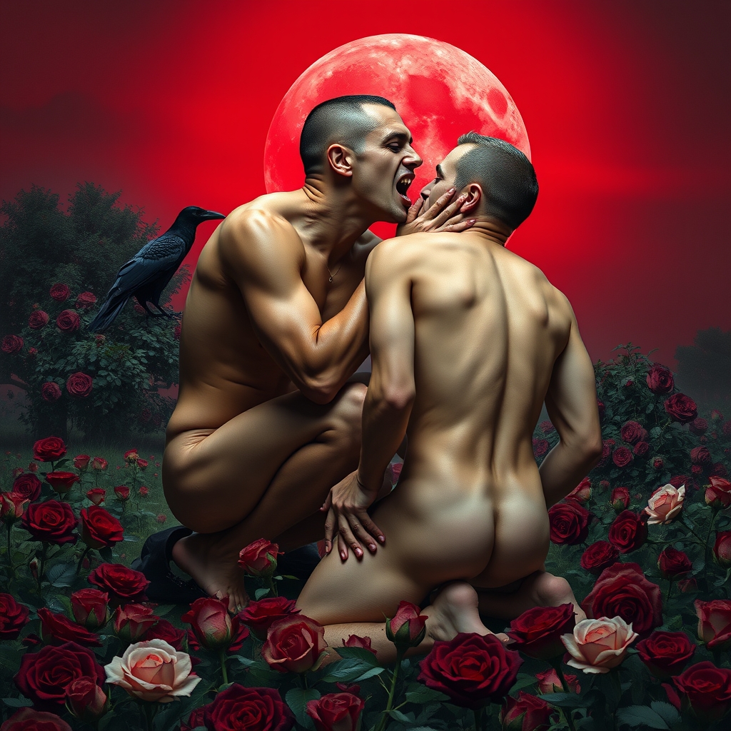 A naked tan, middle Eastern male Vampire with an erection fu