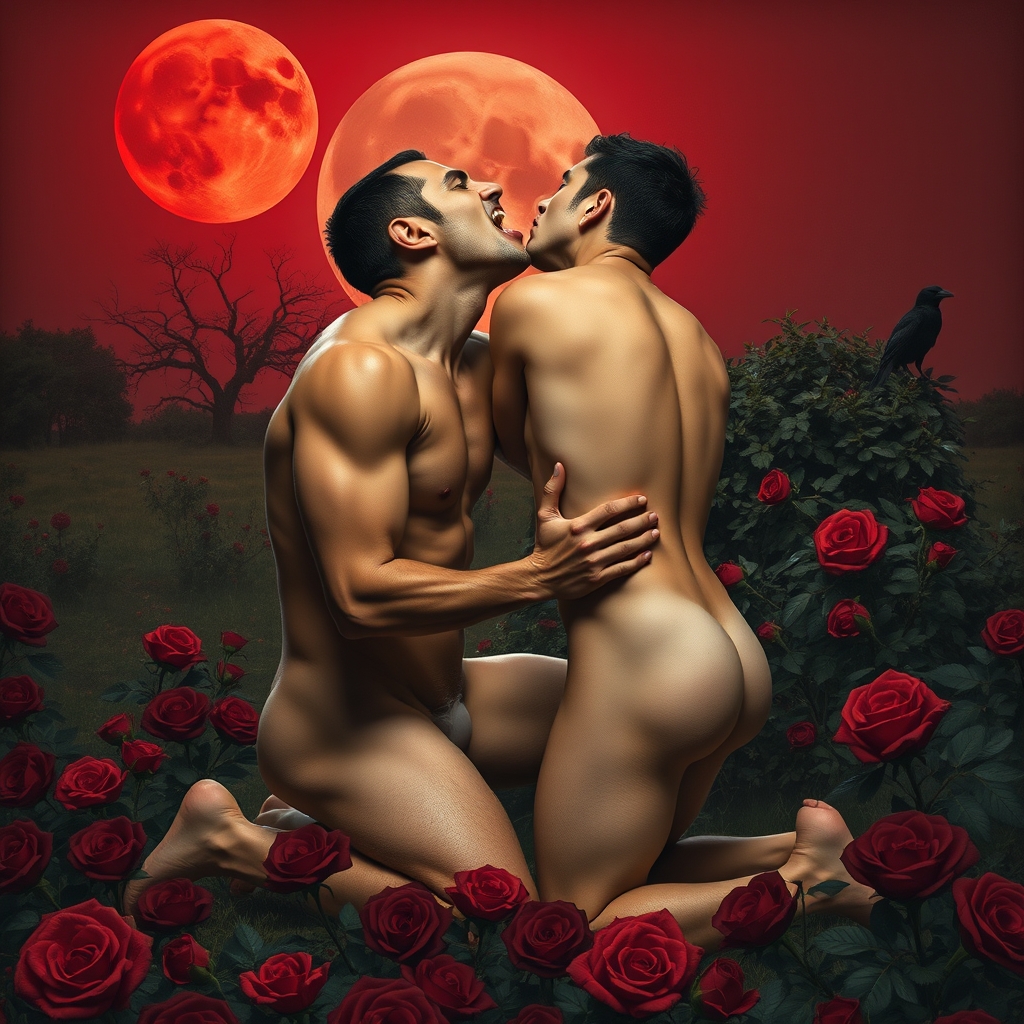 A naked tan, middle Eastern male Vampire with an erection fu