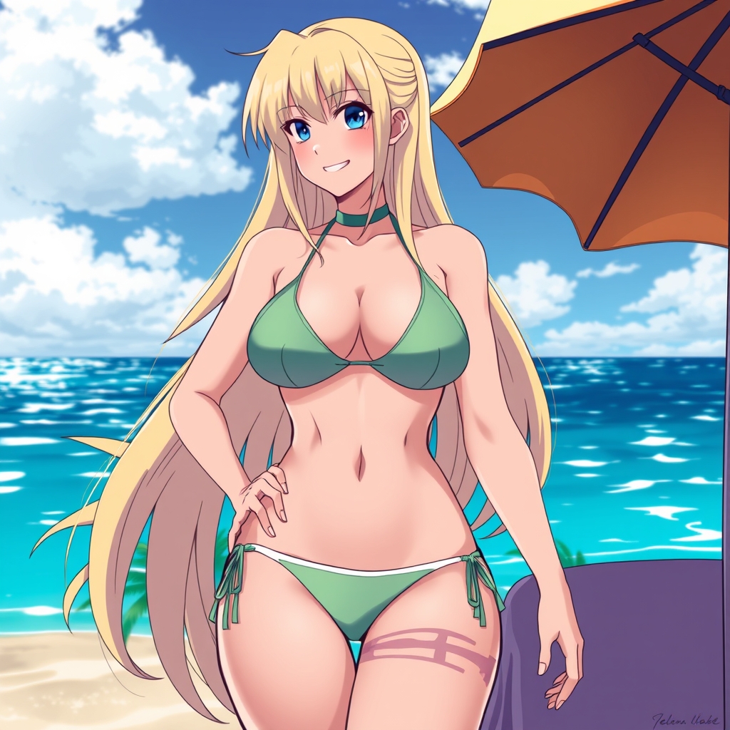 Girl with blonde hair and really big boobs and a really big 