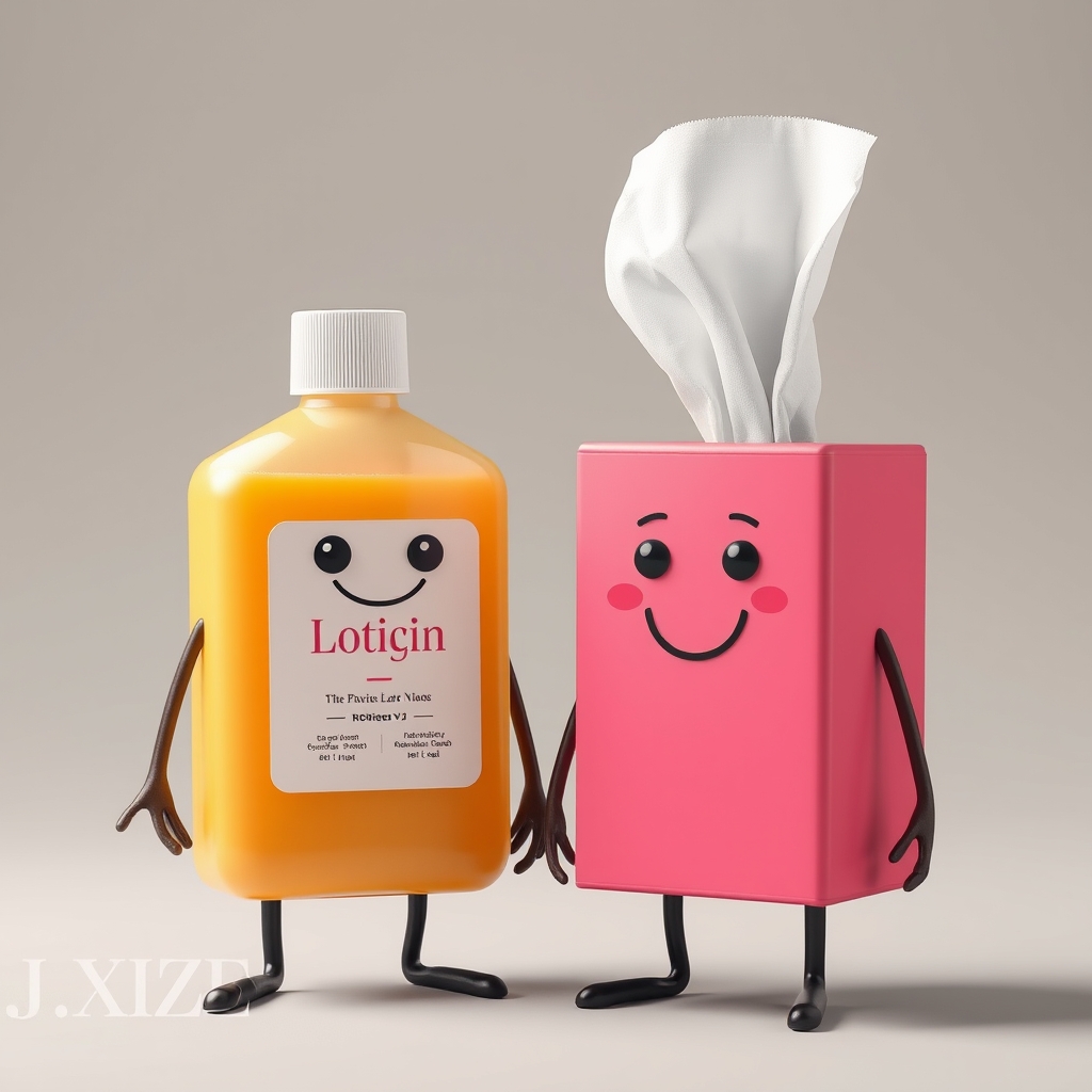 Lotionbottle and tissuebox that have legs while smiling  sta