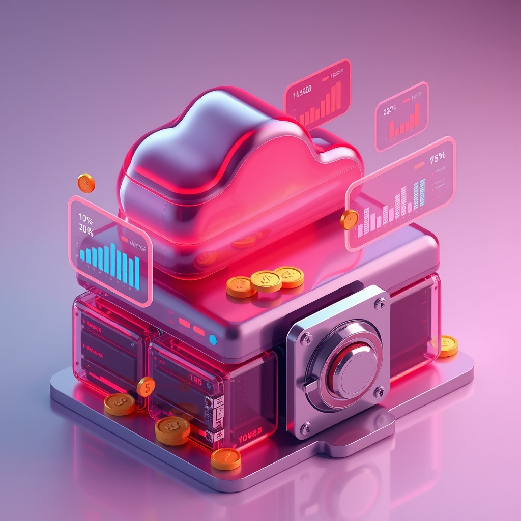 A high-detail isometric 3D illustration inspired by a glossy