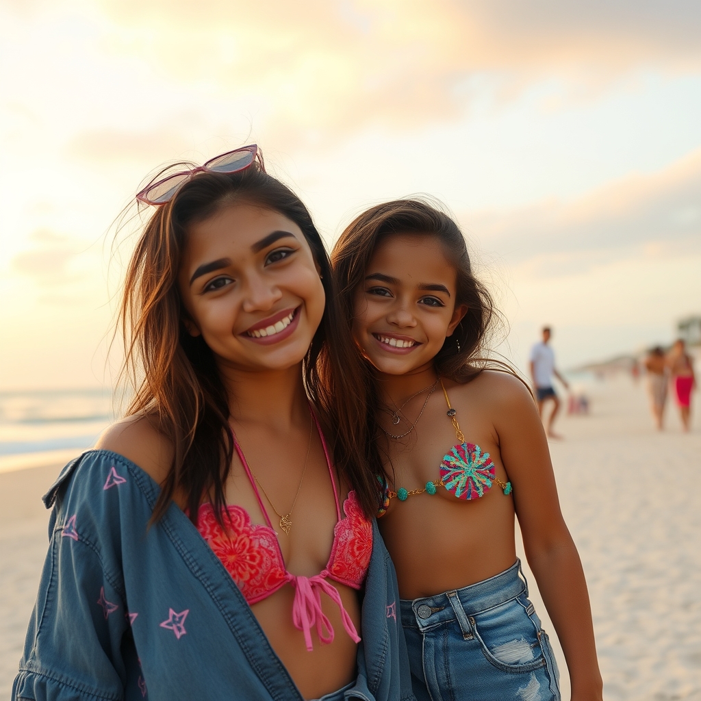 2 hispanic girls at the beach